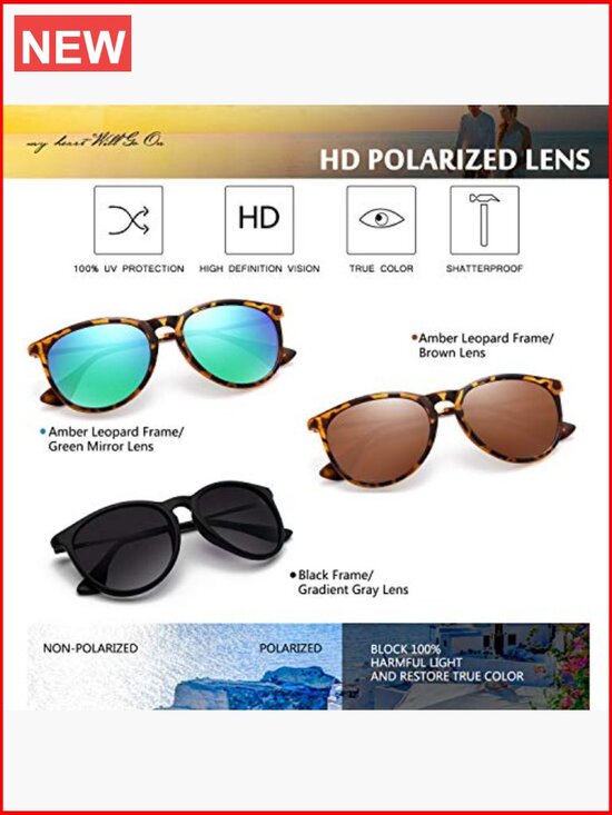 Polarized UV Protection Round Mirrored Lens Sunglasses main image 5